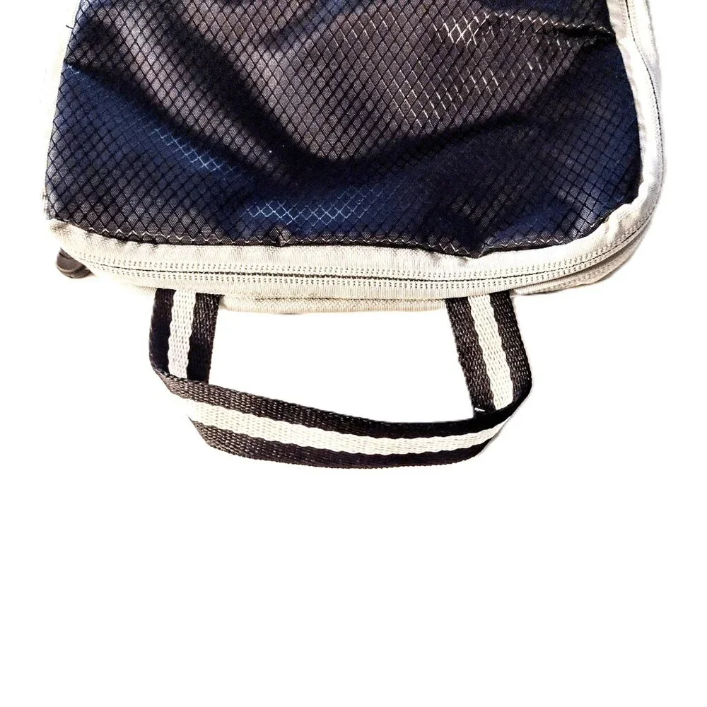 Compression Packing Cube Set of 2 ~ Travel Organizers ~ Expandable ~ Bl/Wh ~ NEW